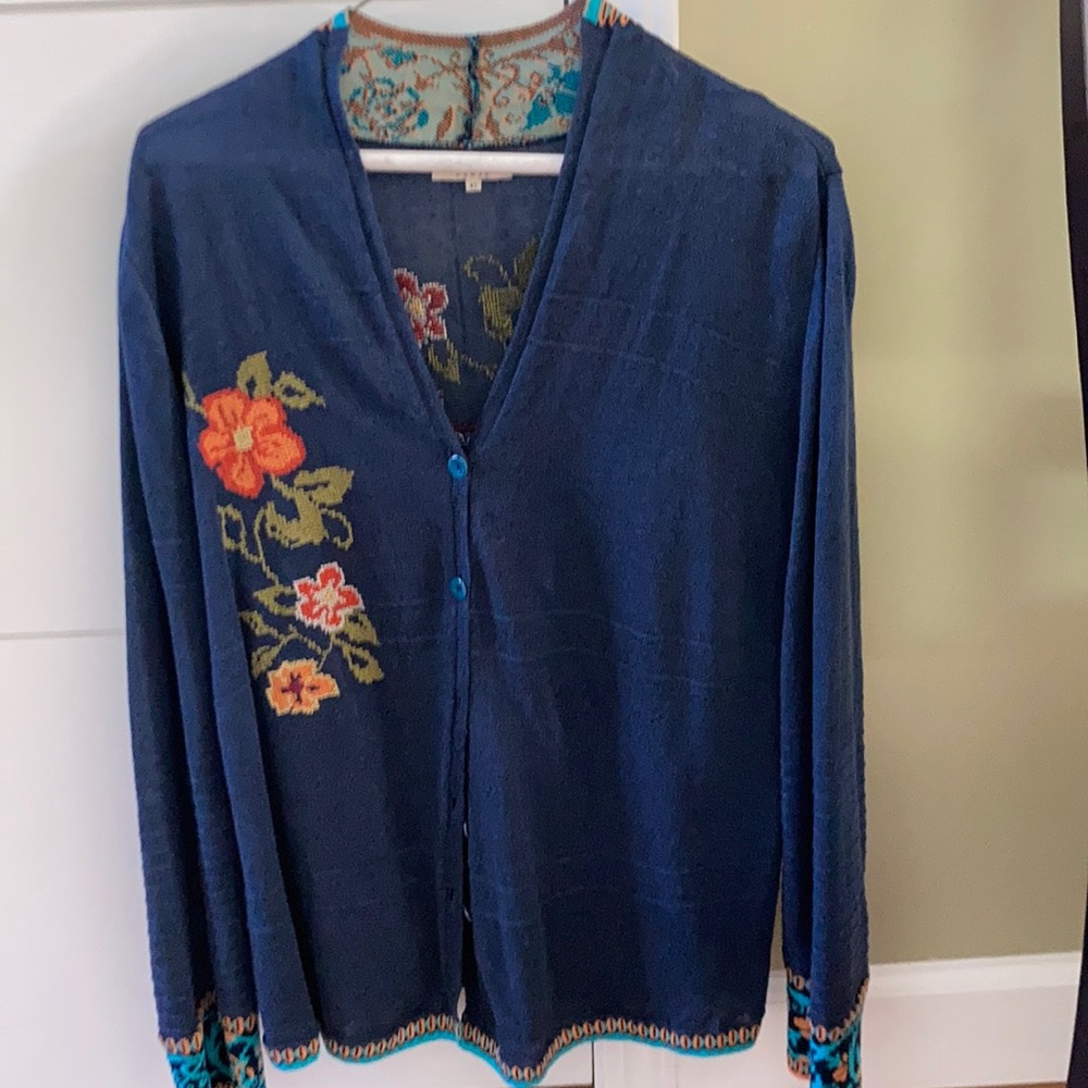 Ivko linen cardigan with stunning embroidery &trim
